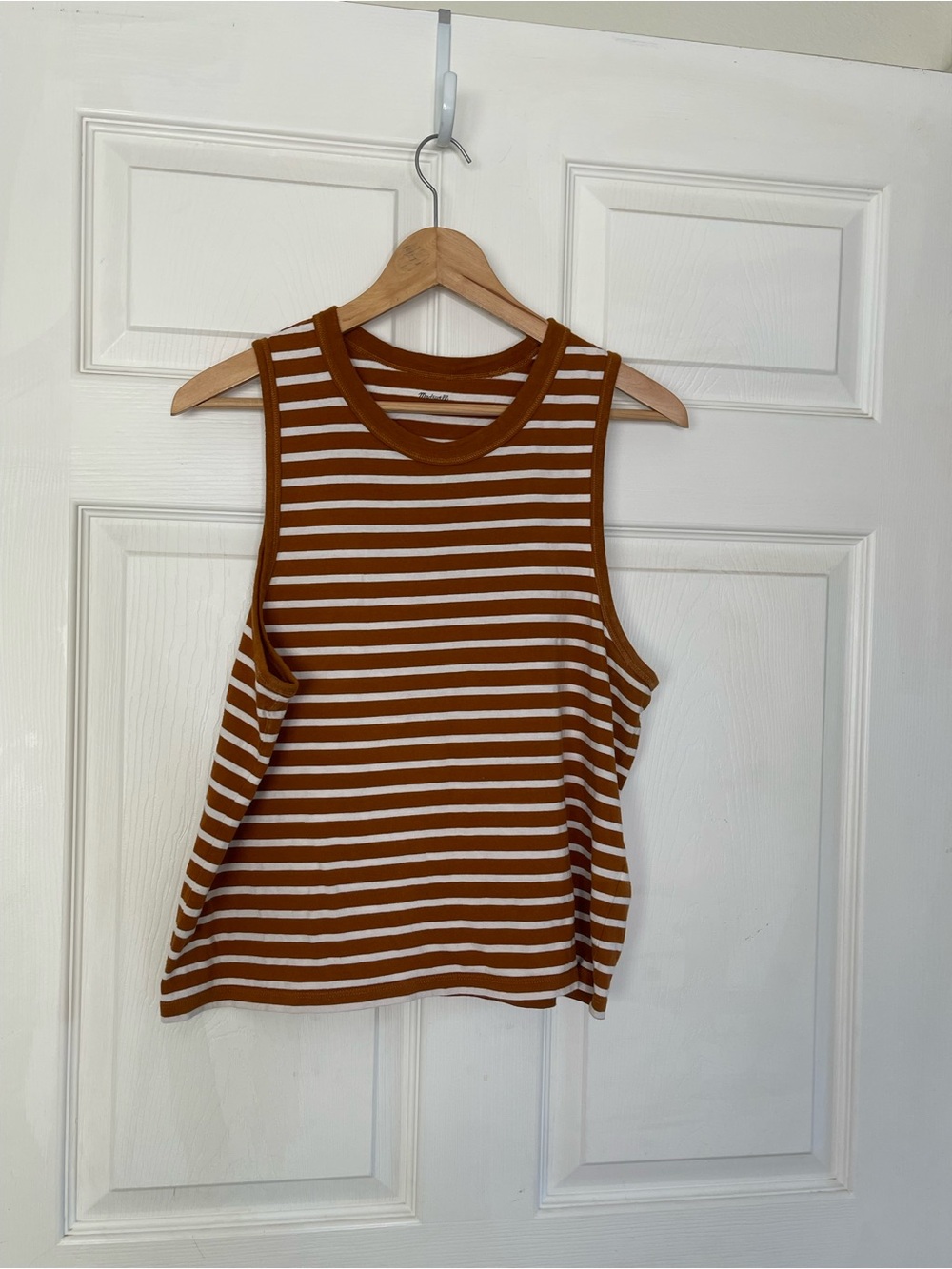 Madewell Rust & White Striped Tank